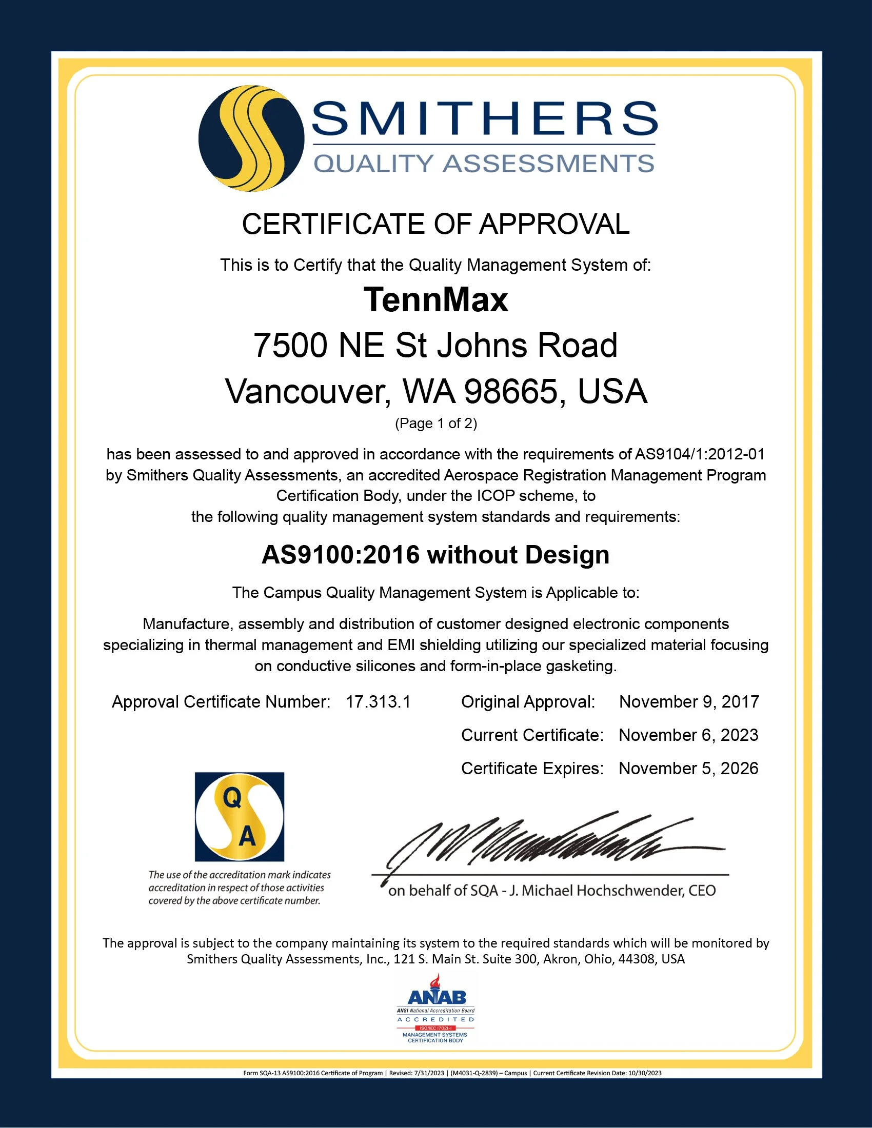Certificates — TennMax